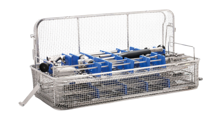 riwospine-instrument-tray-sterile-reprocessing-cleaning.png Sterile surgical tray with reusable RIWOspine instruments – for cleaning, reprocessing, and storage